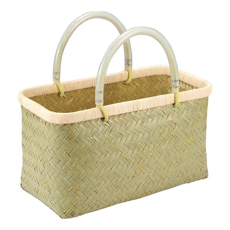 >青竹 市場かご 中 ビニール取っ手 1個(ご注文単位1個)【直送品】