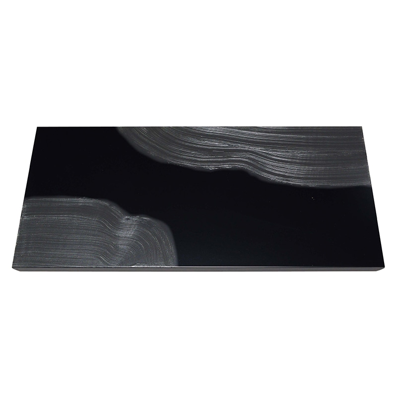 漆黒刷毛目 黒 長角トレー 隅黒漆流水 500×250×12mm 1個(ご注文単位1個)【直送品】