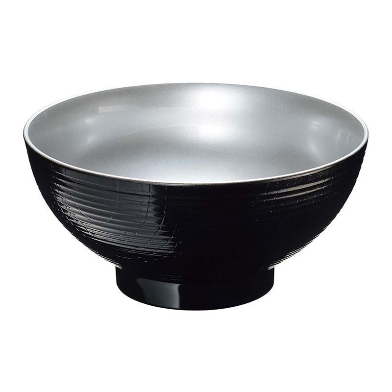 耐熱6.5寸乱筋木目丼　外黒内光銀   1個（ご注文単位1個）【直送品】