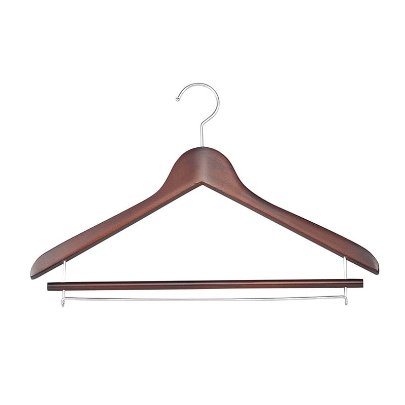 木製　ロッキー15　ハンガー　ブラウン　Wバー付   1個（ご注文単位1個）【直送品】