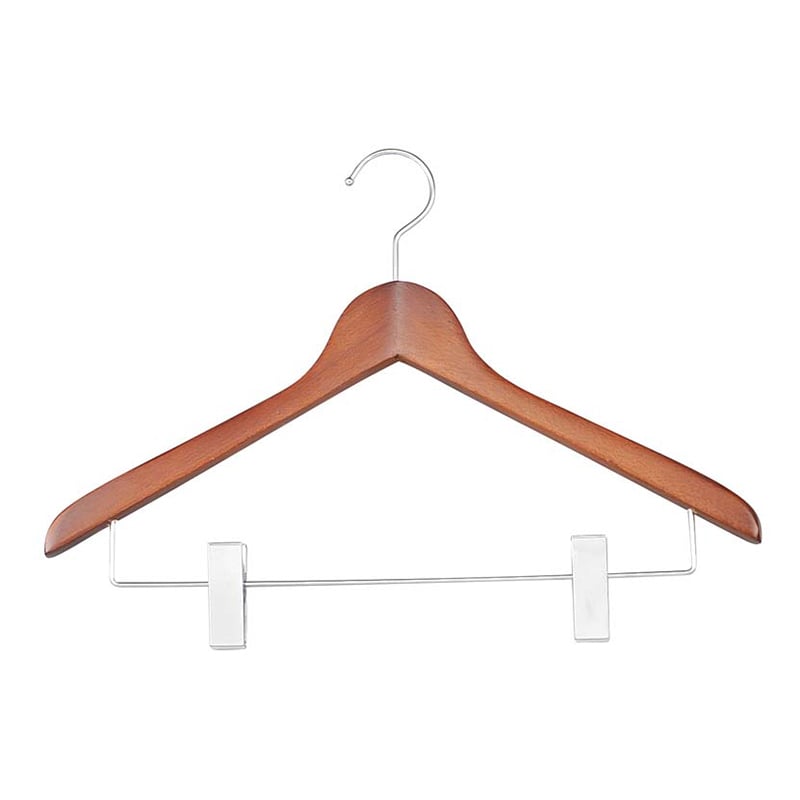 木製　ロッキー15　ハンガー　ブラウン　クリップ付   1個（ご注文単位1個）【直送品】