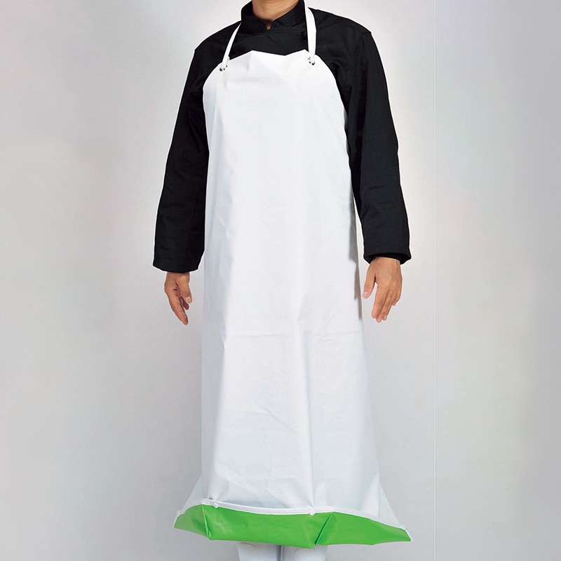 抗菌前掛ガードロン　共紐　S　白／緑   1個（ご注文単位1個）【直送品】