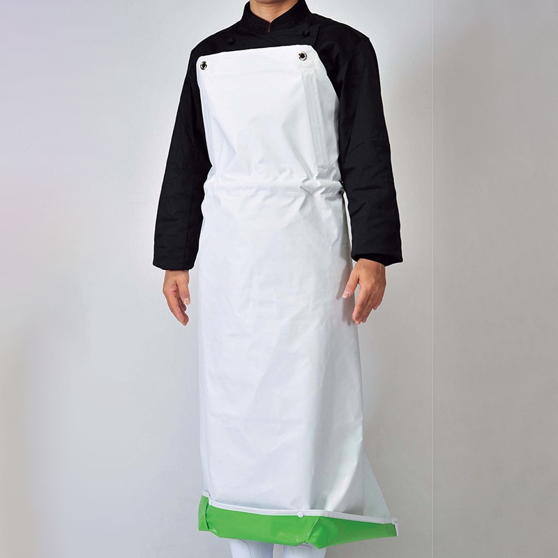 抗菌フィット前掛ガードロン　M　白／緑   1個（ご注文単位1個）【直送品】