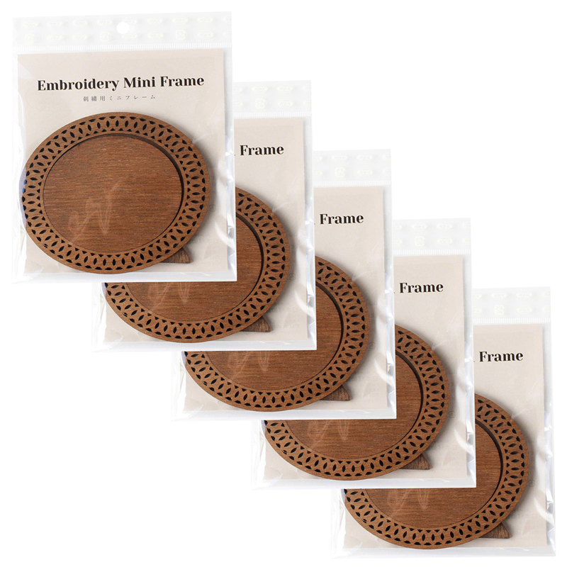 日本紐釦貿易 刺しゅう用ミニウッドフレーム だ円型 5個 W12×H9.9cm ブラウン A22-122-5 （ご注文単位1束）【直送品】