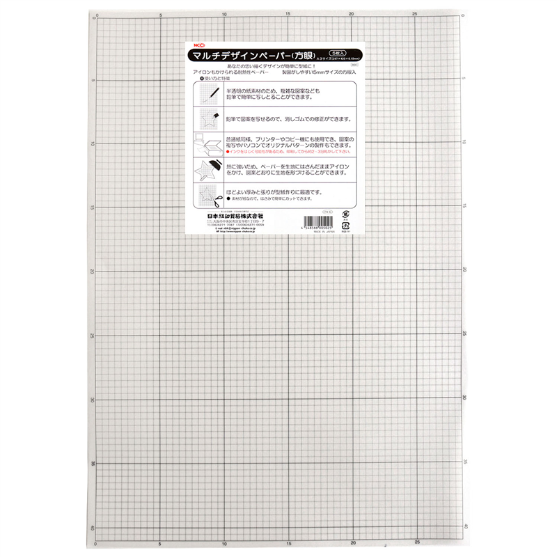 日本紐釦貿易 マルチデザインペ-パ-方眼 5枚 P4-6 (ご注文単位1束)【直送品】