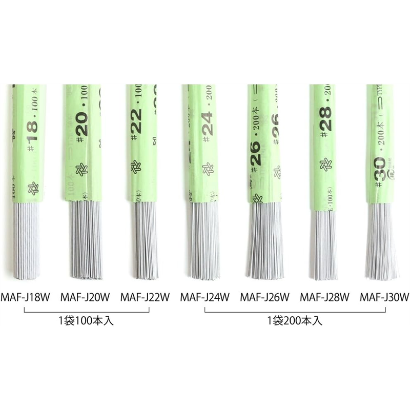 日本紐釦貿易 地巻ワイヤー #24 200本入り 全長36cm ホワイト MAF-J24W (ご注文単位1束)【直送品】