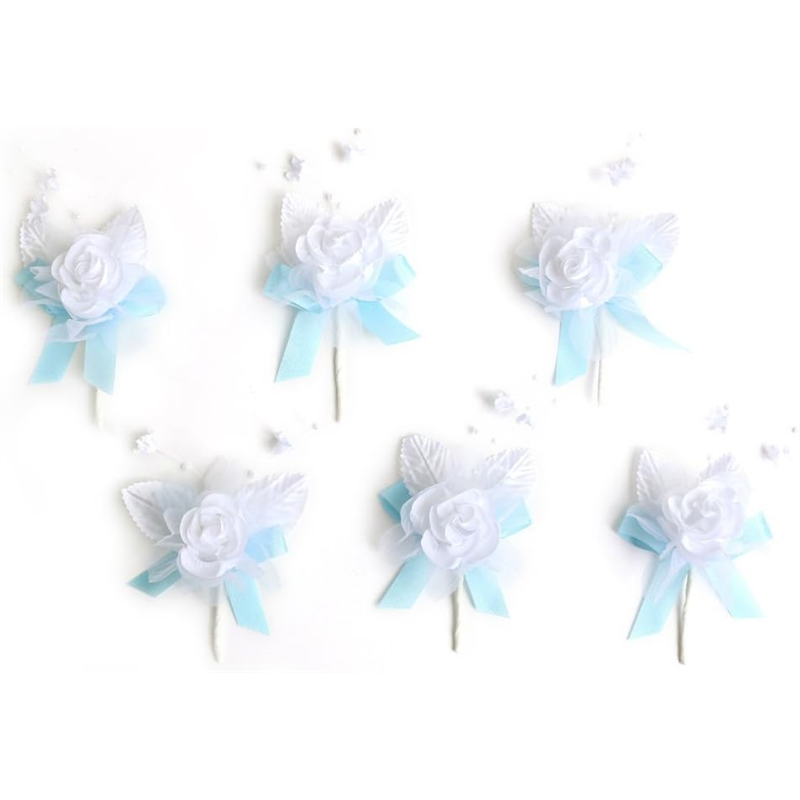 日本紐釦貿易 ローズブーケ 6輪 約6cm ホワイト MAF-RO-W （ご注文単位1束）【直送品】