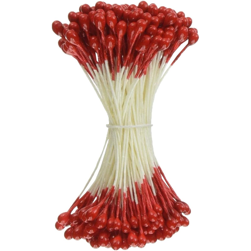 日本紐釦貿易 つまみ細工用花芯 ペップ 赤 長さ約4.5cm 144本入 S54-10 （ご注文単位1束）【直送品】