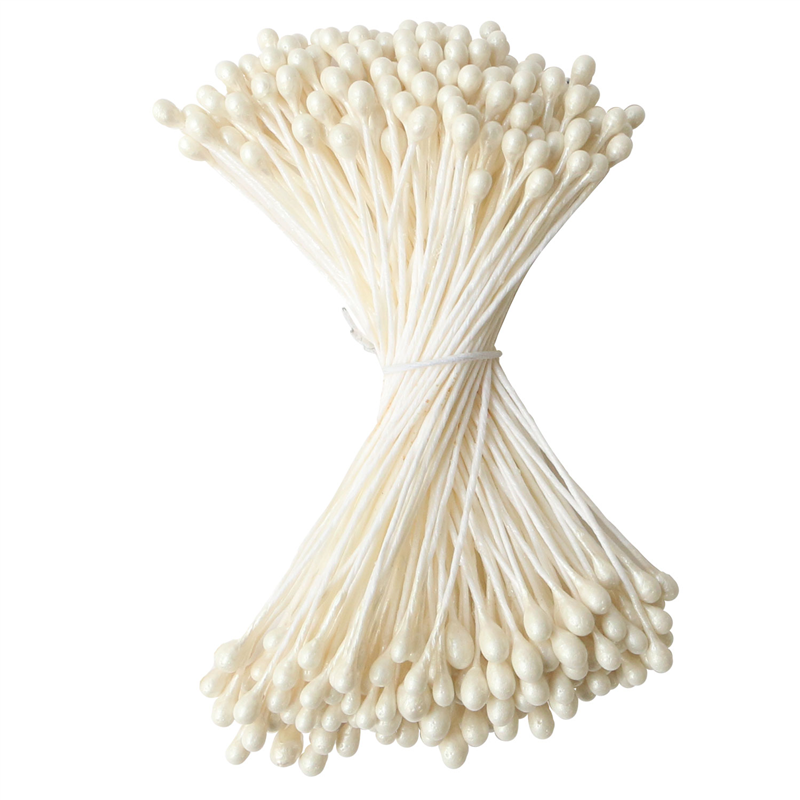 日本紐釦貿易 つまみ細工用花芯 ペップ 白 長さ約4.5cm 玉1.5mm 約144本入 S54-12 （ご注文単位1束）【直送品】