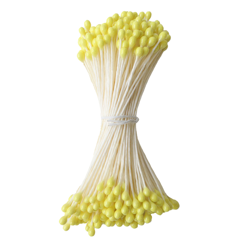 日本紐釦貿易 つまみ細工用花芯 ペップ 黄 長さ約4.5cm 玉1.5mm 約144本入 S54-15 （ご注文単位1束）【直送品】