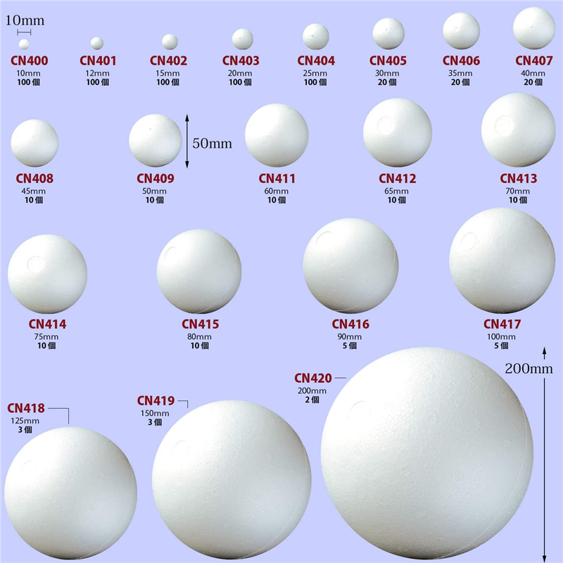 日本紐釦貿易 丸スチロール スチボール芯 12mm 100個入 CN401 (ご注文単位1束)【直送品】