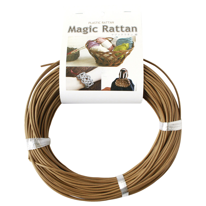 日本紐釦貿易 マジックラタン 細丸芯 幅約2.8mm 約50m巻 うす茶 MLC35-A26 (ご注文単位1巻)【直送品】