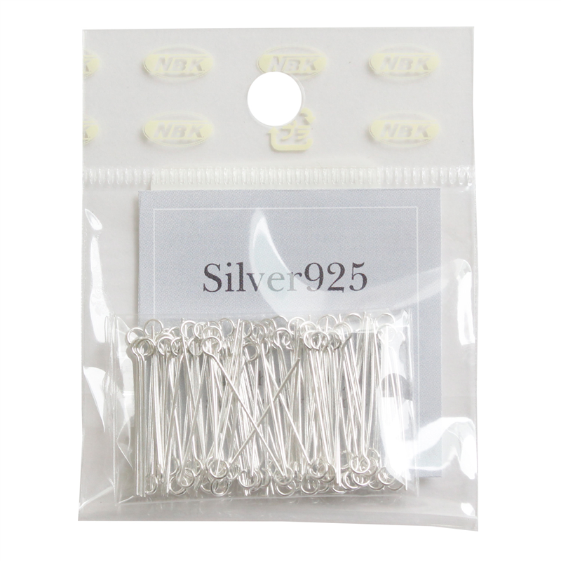 日本紐釦貿易 シルバー925 9ピン 100本 太さ0.5×長さ22mm シルバー A24-39-100 （ご注文単位1束）【直送品】