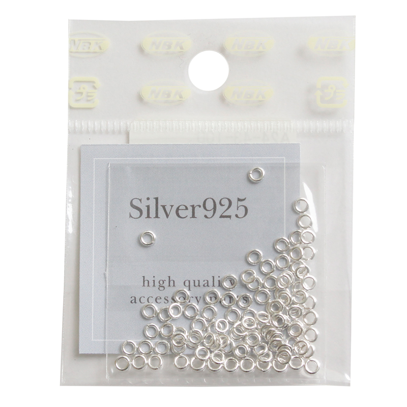 日本紐釦貿易 シルバー925 丸カン 100個 径線0.7×外径φ2.8mm シルバー A24-43-100 （ご注文単位1束）【直送品】