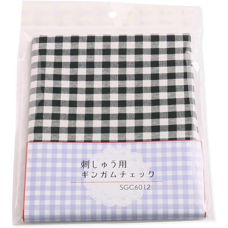 日本紐釦貿易 ギンガムステッチ用カットクロス ブラック 約55×50cm 1枚入 SGC6012-580 (ご注文単位1束)【直送品】
