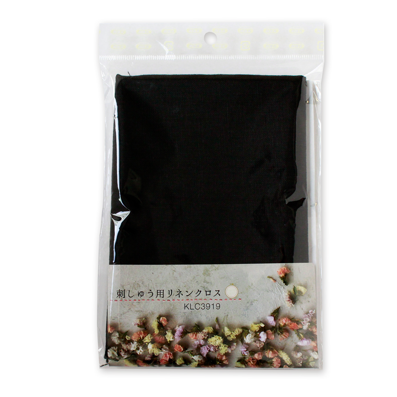 日本紐釦貿易 刺しゅう用リネンクロス 約50×68cm ブラック KLC3919-BK （ご注文単位1枚）【直送品】