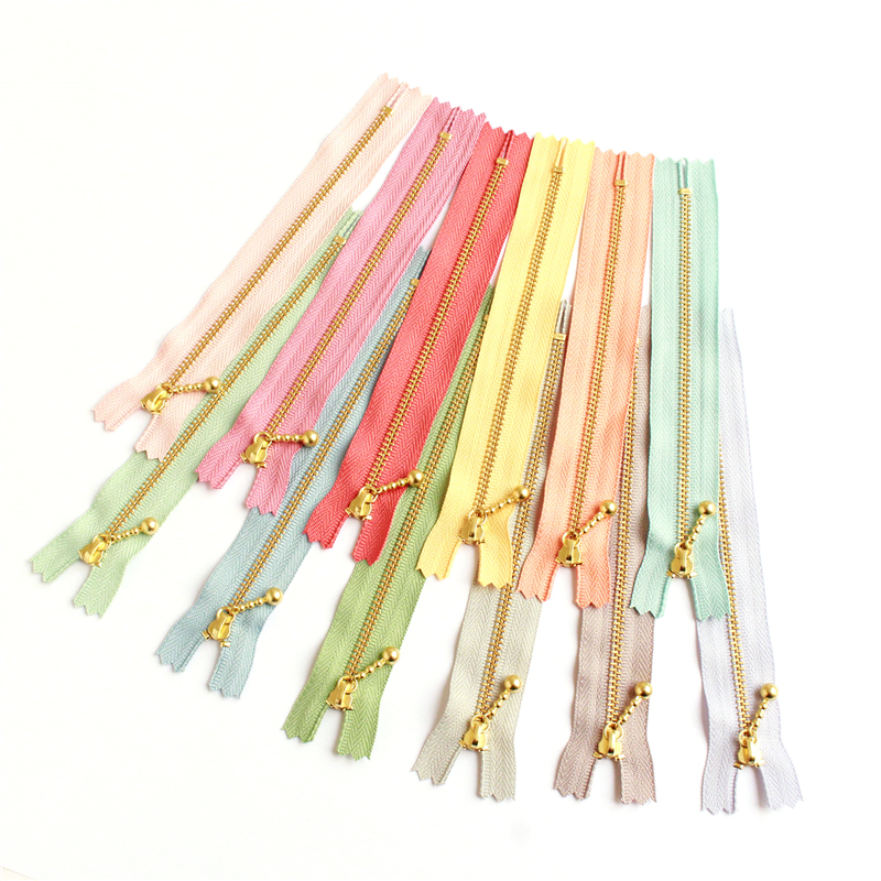 日本紐釦貿易 Y.K.K 玉付きファスナー ニュアンスカラー12色セット 16cm ゴールド 3G16-N12MIX (ご注文単位1セット)【直送品】