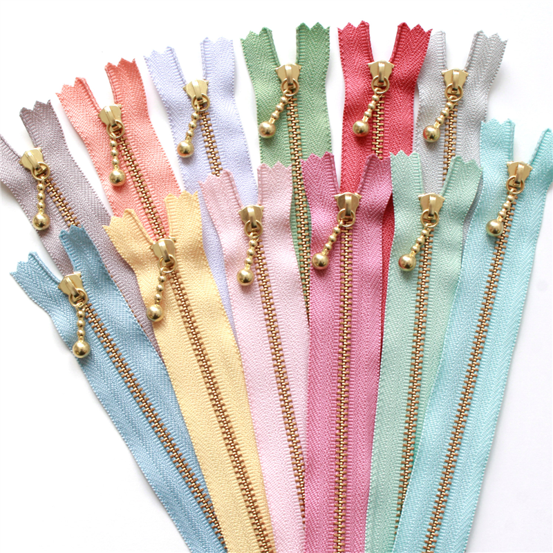 日本紐釦貿易 Y.K.K 玉付きファスナー ニュアンスカラー 20cm ゴールド 12色セット 3G20-N12MIX （ご注文単位1セット）【直送品】