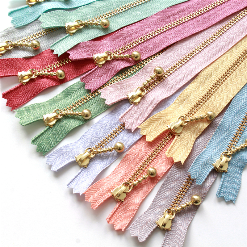 日本紐釦貿易 Y.K.K 玉付きファスナー ニュアンスカラー 20cm ゴールド 12色セット 3G20-N12MIX (ご注文単位1セット)【直送品】