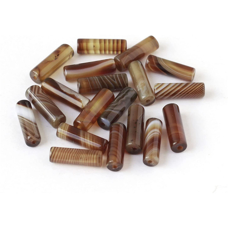 日本紐釦貿易 カラーストーンビーズ 天然石 チューブ 約H13×H3mm 10個入 アゲート ブラウン A24-84 (ご注文単位1束)【直送品】