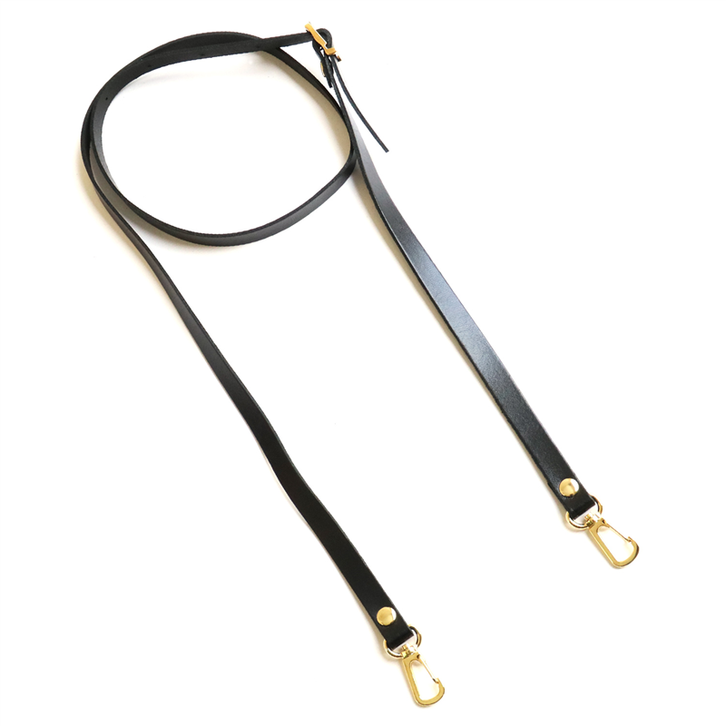 日本紐釦貿易 本革ショルダーストラップ 撥水加工 金具ゴールド 細巾 12mm 黒 KT60-G-B （ご注文単位1本）【直送品】