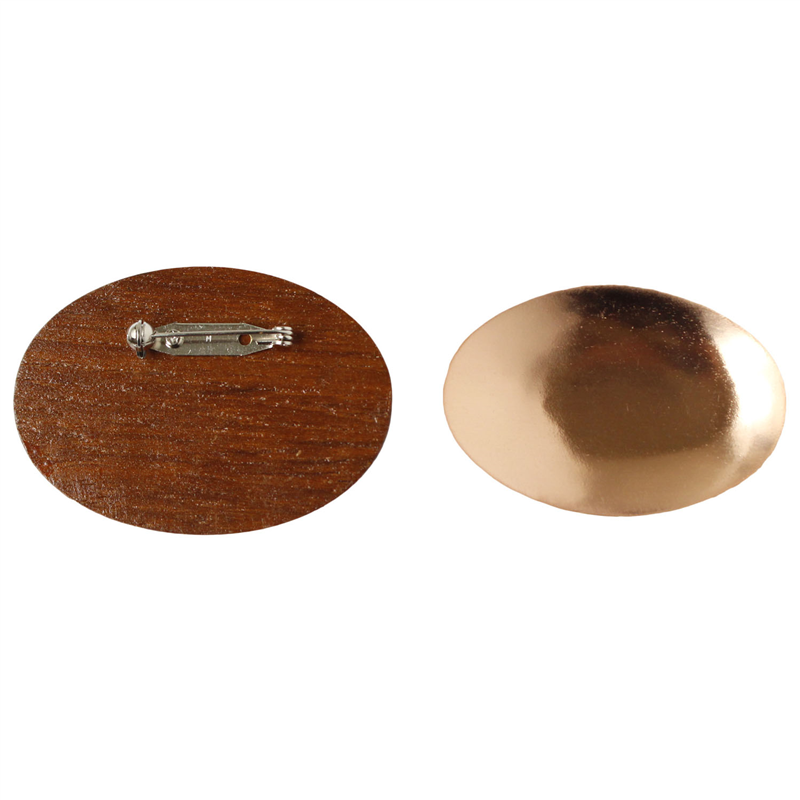 日本紐釦貿易 木製ブローチ だ円よこ型 大 1個 W65×H45mm ブラウン A22-99 (ご注文単位1個)【直送品】