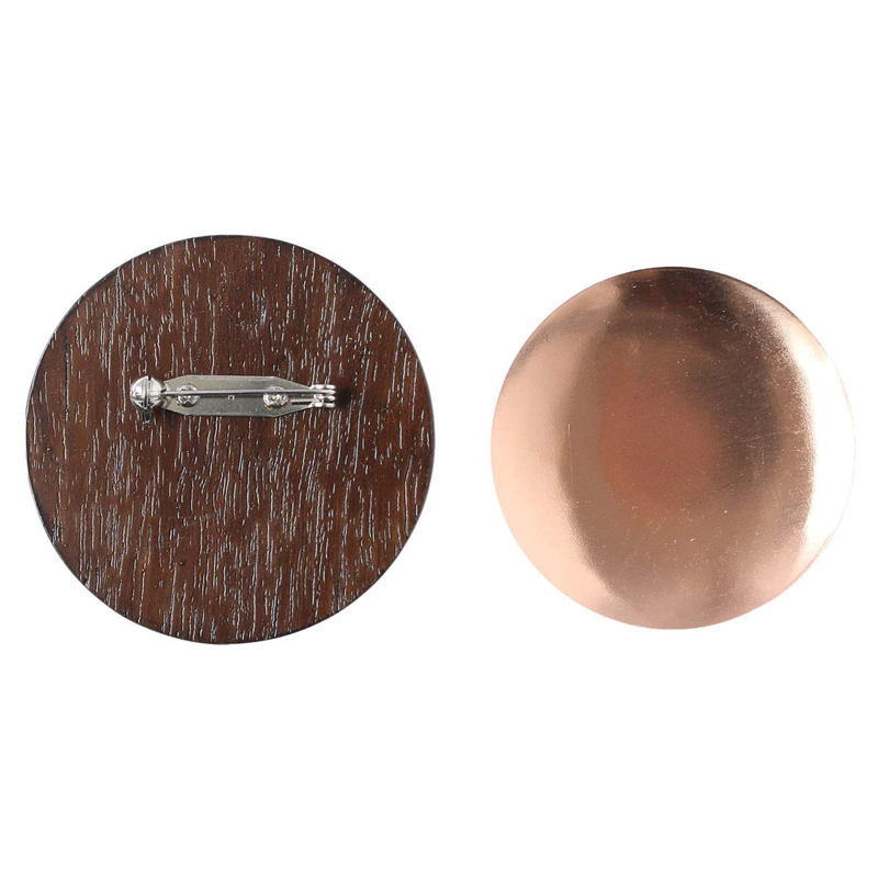 日本紐釦貿易 木製ブローチ 丸型 小 1個 φ40mm こげ茶 A22-109 (ご注文単位1個)【直送品】