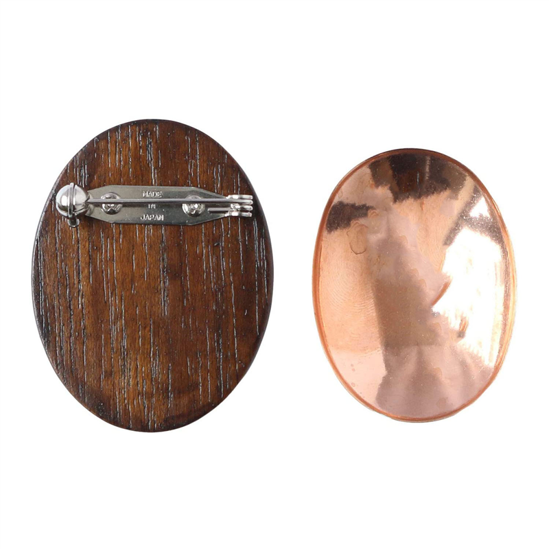 日本紐釦貿易 木製ブローチ だ円たて型 小 1個 W35×H40mm こげ茶 A22-115 (ご注文単位1個)【直送品】