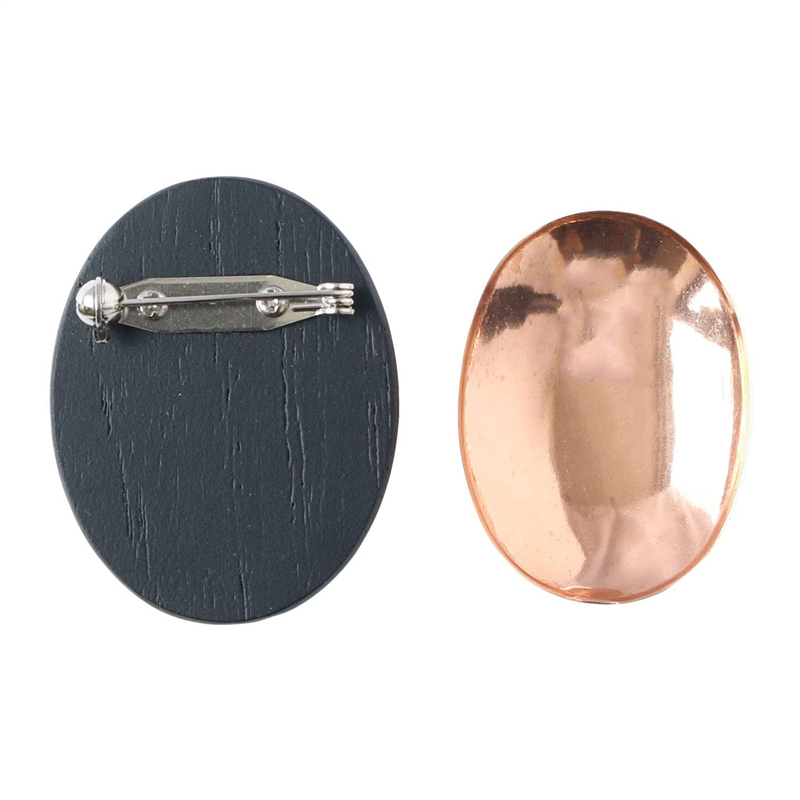 日本紐釦貿易 木製ブローチ だ円たて型 小 1個 W35×H40mm 黒 A22-117 (ご注文単位1個)【直送品】