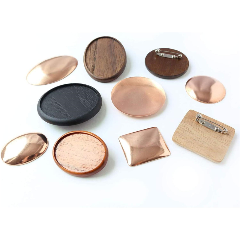 日本紐釦貿易 木製ブローチ だ円横小 W40×H35mm 5個 ナチュラル A22-95-5 (ご注文単位1束)【直送品】