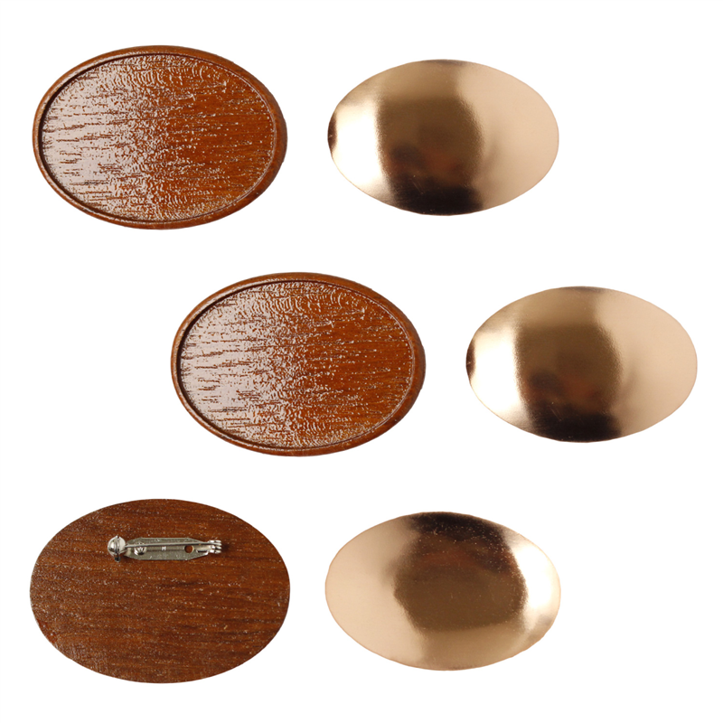 日本紐釦貿易 木製ブローチ だ円よこ型 大 5個 W65×H45mm ブラウン A22-99-5 （ご注文単位1束）【直送品】