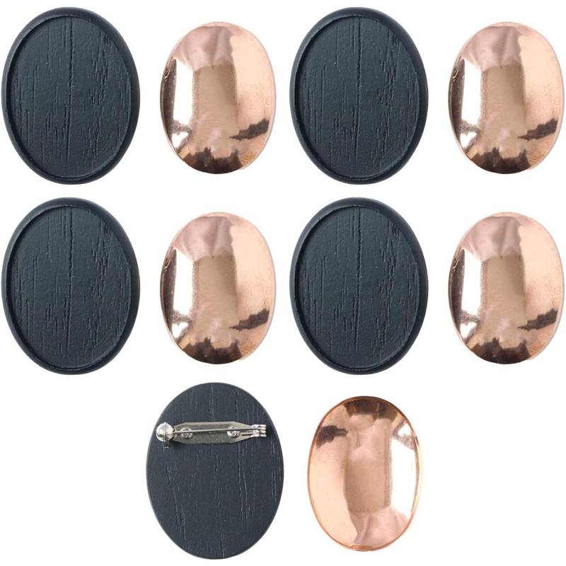 日本紐釦貿易 木製ブローチ だ円縦小 W35×H40mm 5個 ブラック A22-117-5 （ご注文単位1束）【直送品】