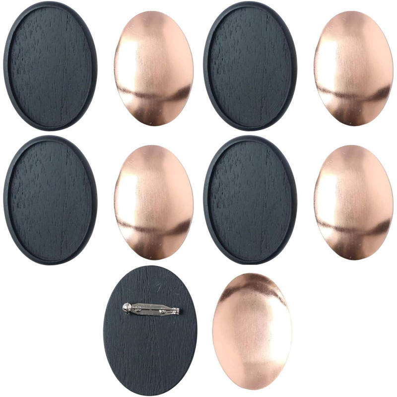 日本紐釦貿易 木製ブローチ だ円縦大 W45×H65mm 5個 ブラック A22-120-5 (ご注文単位1束)【直送品】