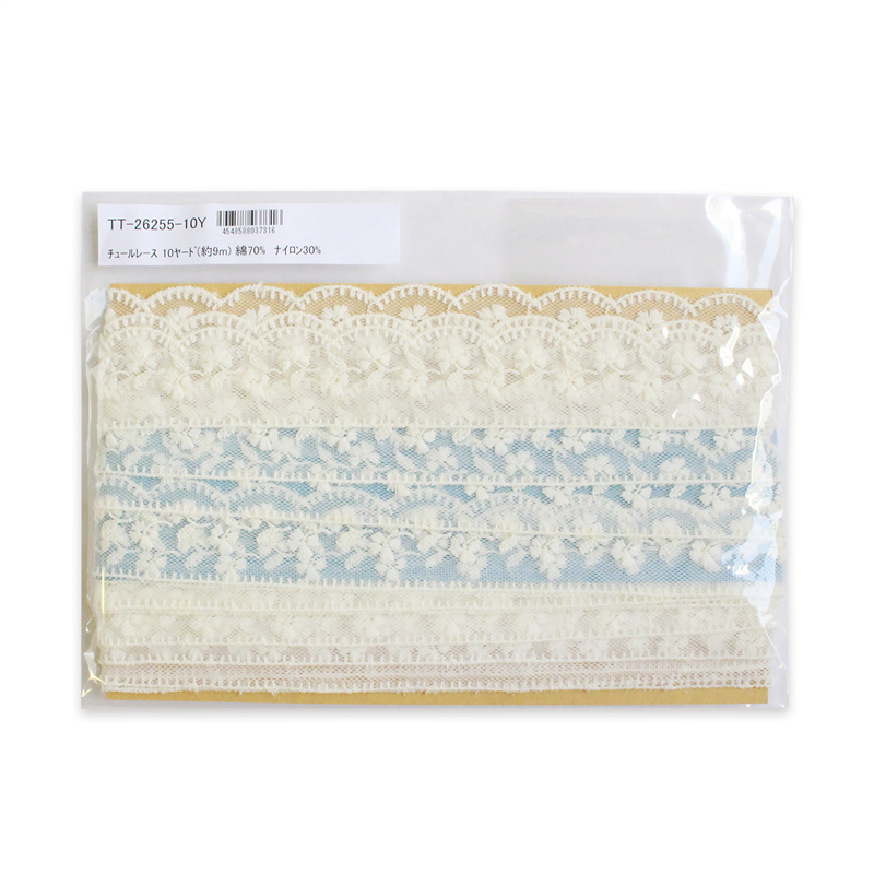 日本紐釦貿易 チュールレース 10ヤード(約9m) 巾38mm オフホワイト TT-26255-10Y (ご注文単位1巻)【直送品】