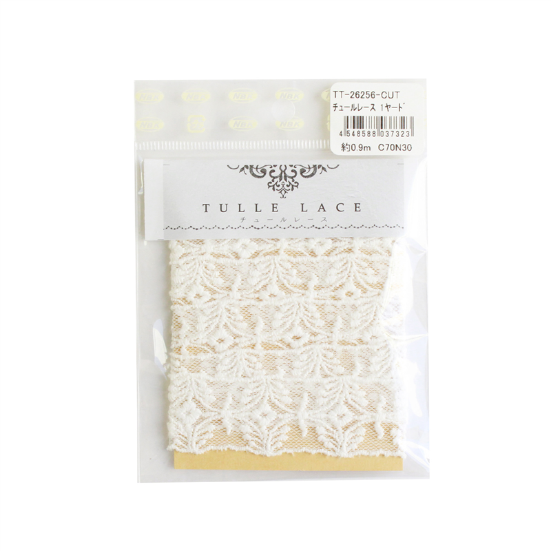 日本紐釦貿易 チュールレース 1ヤード(約0.9m) 巾32mm ホワイト TT-26256-CUT (ご注文単位1束)【直送品】