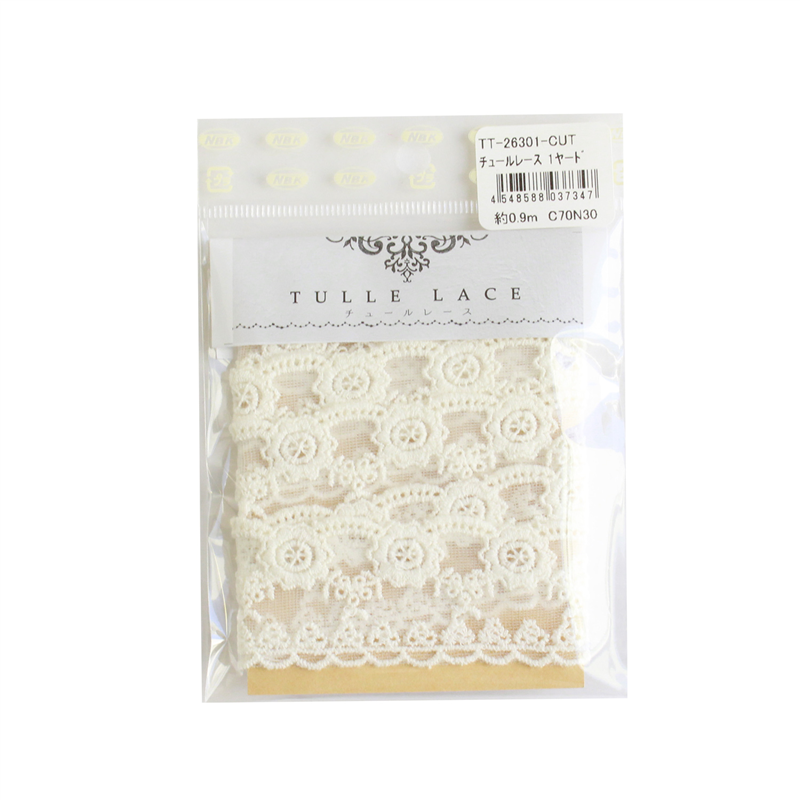 日本紐釦貿易 チュールレース 1ヤード(約0.9m) 巾35mm ホワイト TT-26301-CUT (ご注文単位1束)【直送品】