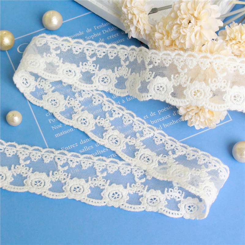 日本紐釦貿易 チュールレース 1ヤード(約0.9m) 巾35mm ホワイト TT-26301-CUT (ご注文単位1束)【直送品】