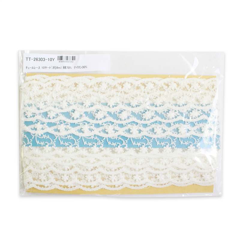 日本紐釦貿易 チュールレース 10ヤード(約9m) 巾28mm ホワイト TT-26303-10Y (ご注文単位1巻)【直送品】
