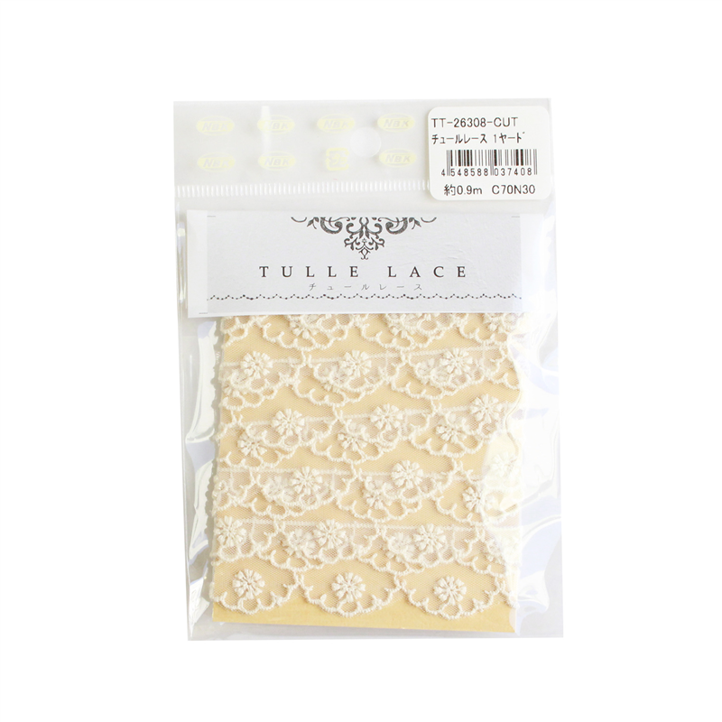 日本紐釦貿易 チュールレース 1ヤード(約0.9m) 巾27mm オフホワイト TT-26308-CUT (ご注文単位1束)【直送品】