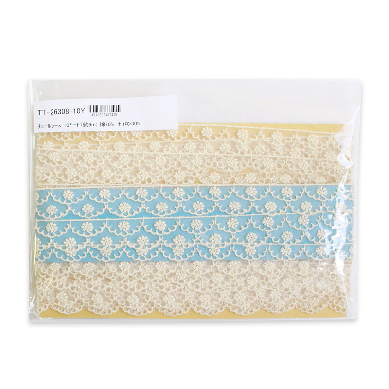 日本紐釦貿易 チュールレース 10ヤード(約9m) 巾27mm オフホワイト TT-26308-10Y (ご注文単位1巻)【直送品】