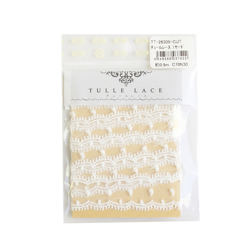 日本紐釦貿易 チュールレース 1ヤード(約0.9m) 巾26mm ホワイト TT-26309-CUT (ご注文単位1束)【直送品】