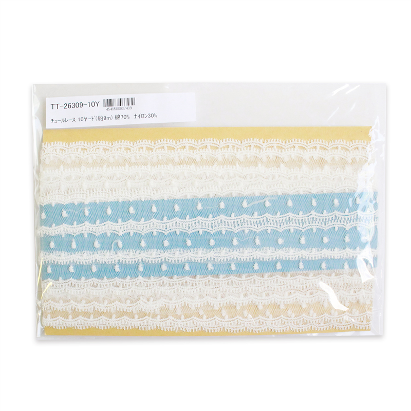 日本紐釦貿易 チュールレース 10ヤード(約9m) 巾26mm ホワイト TT-26309-10Y (ご注文単位1巻)【直送品】