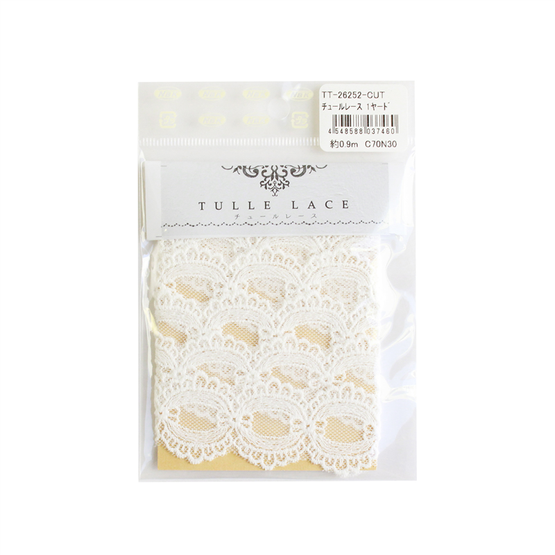 日本紐釦貿易 チュールレース 1ヤード(約0.9m) 巾35mm ホワイト TT-26252-CUT (ご注文単位1束)【直送品】