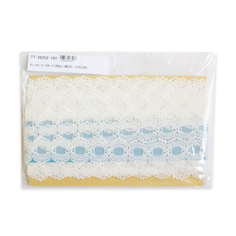 日本紐釦貿易 チュールレース 10ヤード(約9m) 巾35mm ホワイト TT-26252-10Y (ご注文単位1巻)【直送品】