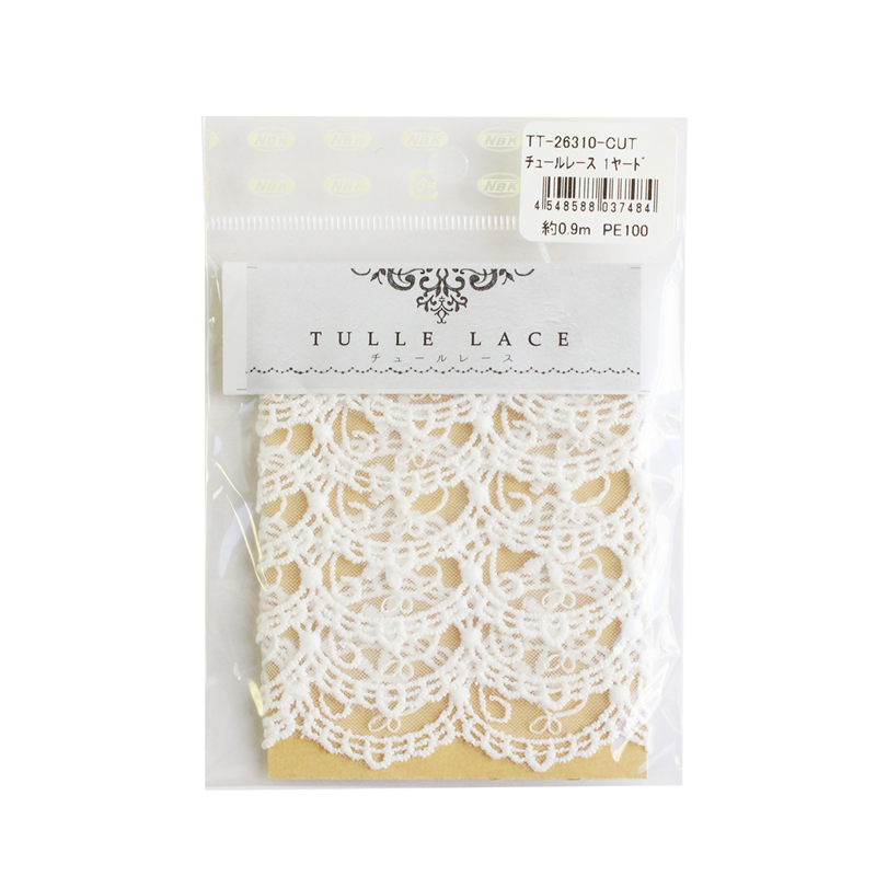 日本紐釦貿易 チュールレース 1ヤード(約0.9m) 巾32mm ホワイト TT-26310-CUT (ご注文単位1束)【直送品】