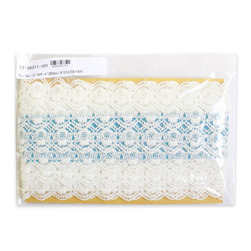 日本紐釦貿易 チュールレース 10ヤード(約9m) 巾34mm ホワイト TT-26311-10Y (ご注文単位1巻)【直送品】