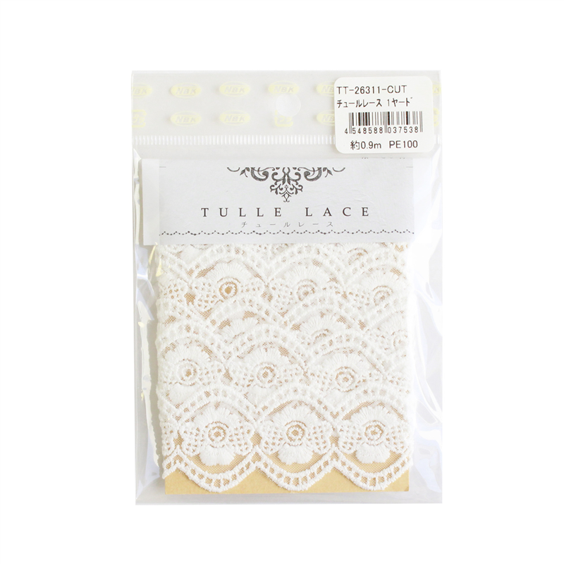 日本紐釦貿易 チュールレース 1ヤード(約0.9m) 巾34mm ホワイト TT-26311-CUT (ご注文単位1束)【直送品】