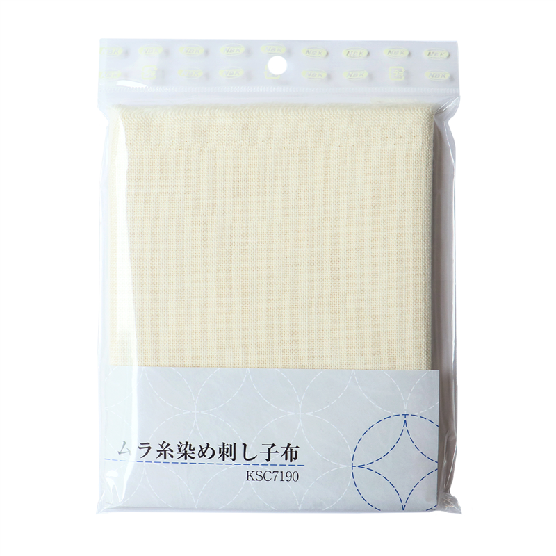 日本紐釦貿易 ムラ染刺し子布 生成 50×55ｃｍ KSC7190-1 （ご注文単位1枚）【直送品】