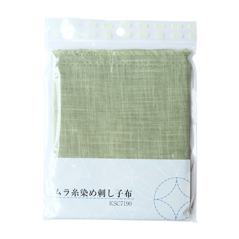 日本紐釦貿易 ムラ染刺し子布 若葉 50×59ｃｍ KSC7190-10 （ご注文単位1枚）【直送品】