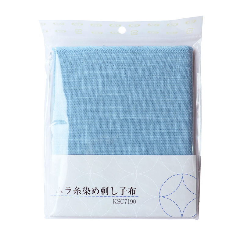 日本紐釦貿易 ムラ染刺し子布 水縹 50×63ｃｍ KSC7190-34 （ご注文単位1枚）【直送品】